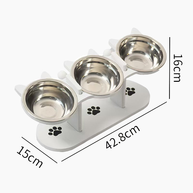 Rutschfester, erhöhter Futtertrog mit 3 Schalen für Haustiere🐾