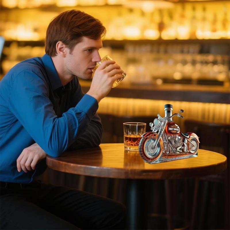🥃🏍️Kreative Motorrad-Weinflasche aus Glas