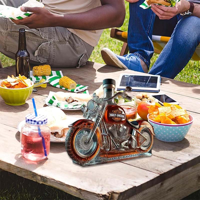🥃🏍️Kreative Motorrad-Weinflasche aus Glas