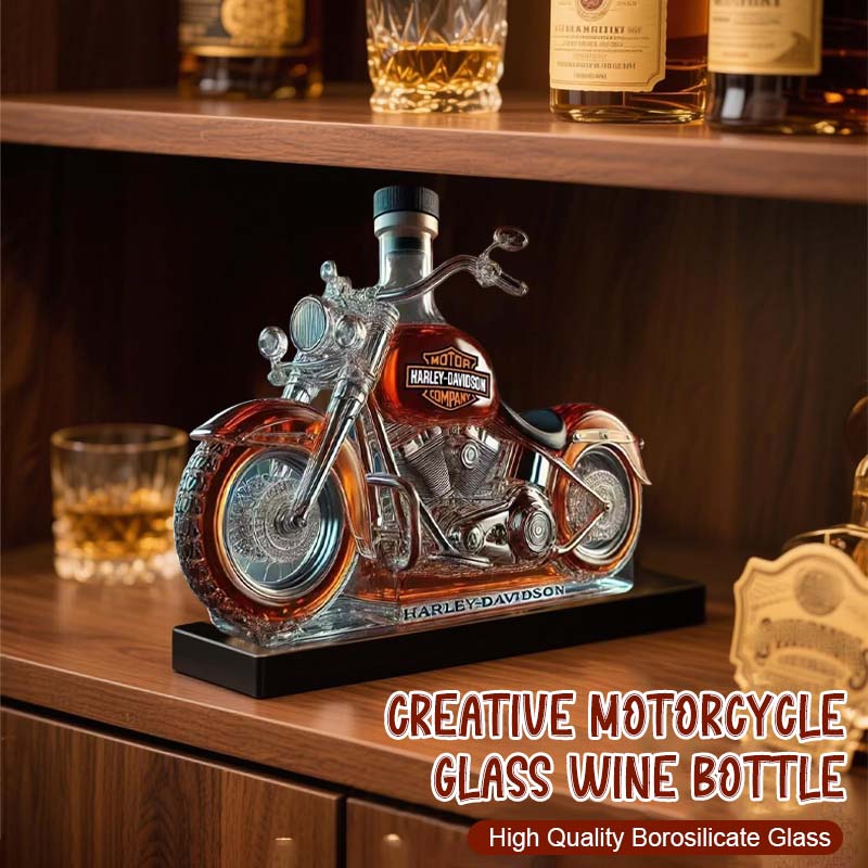 🥃🏍️Kreative Motorrad-Weinflasche aus Glas