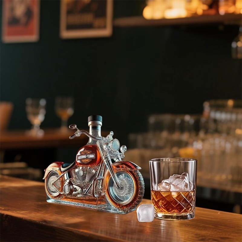 🥃🏍️Kreative Motorrad-Weinflasche aus Glas