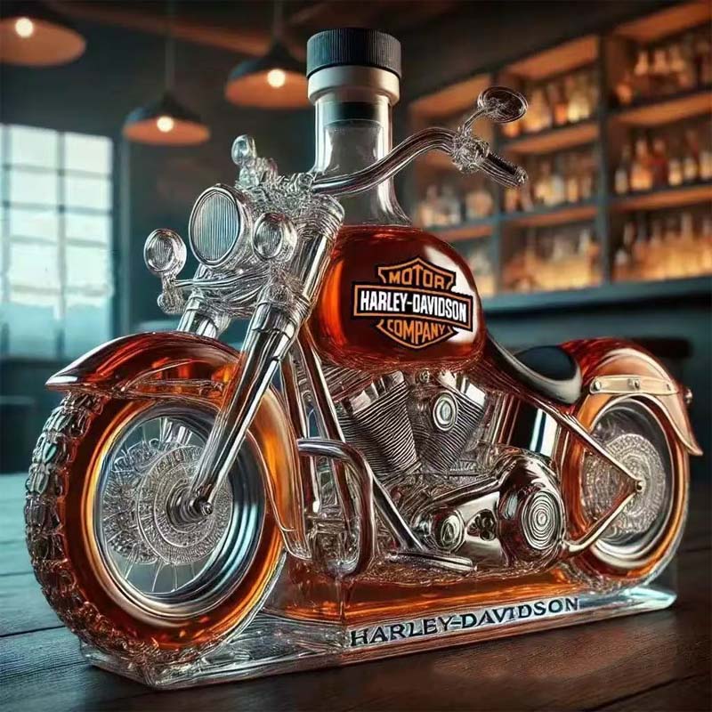 🥃🏍️Kreative Motorrad-Weinflasche aus Glas