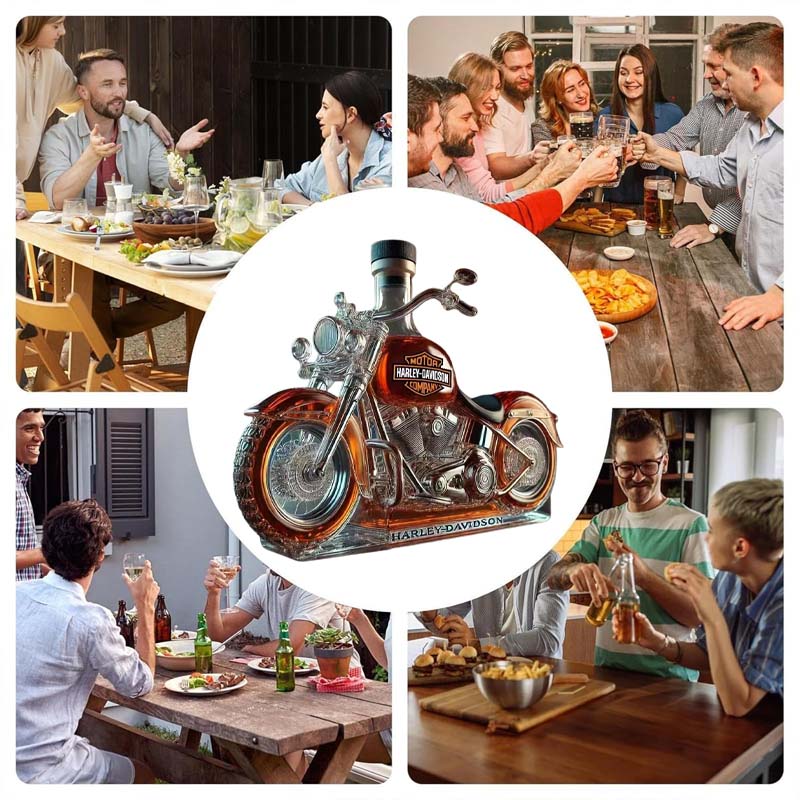🥃🏍️Kreative Motorrad-Weinflasche aus Glas