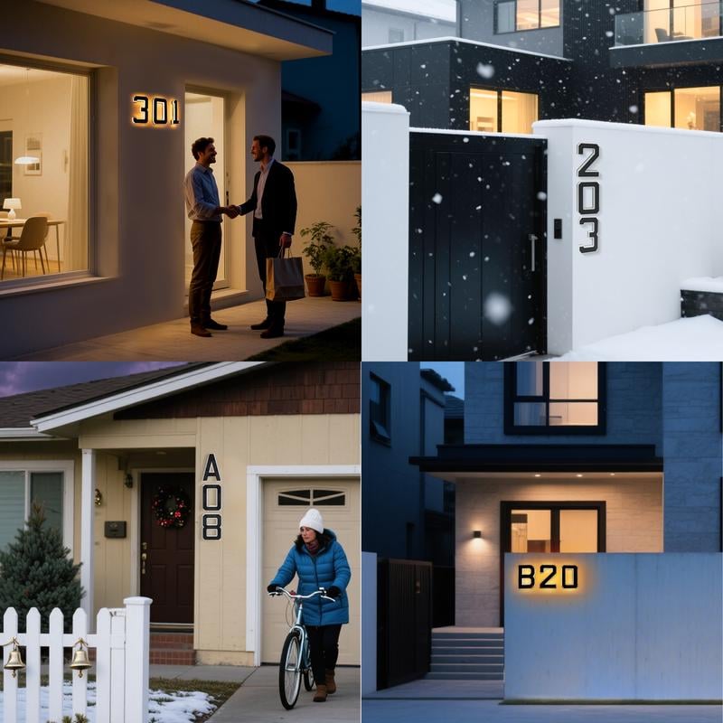 🎁✨Solarbetriebene beleuchtete Außentürnummer