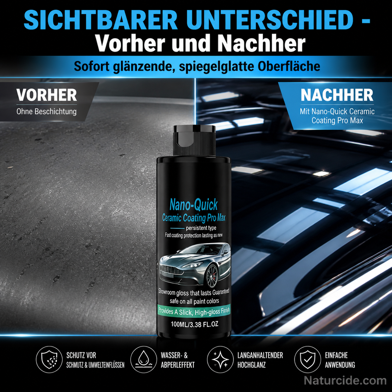 🎁50% Rabatt🔥Hochglänzendes Nano-Keramik-Beschichtungsspray, wasserabweisend &amp; kratzfest
