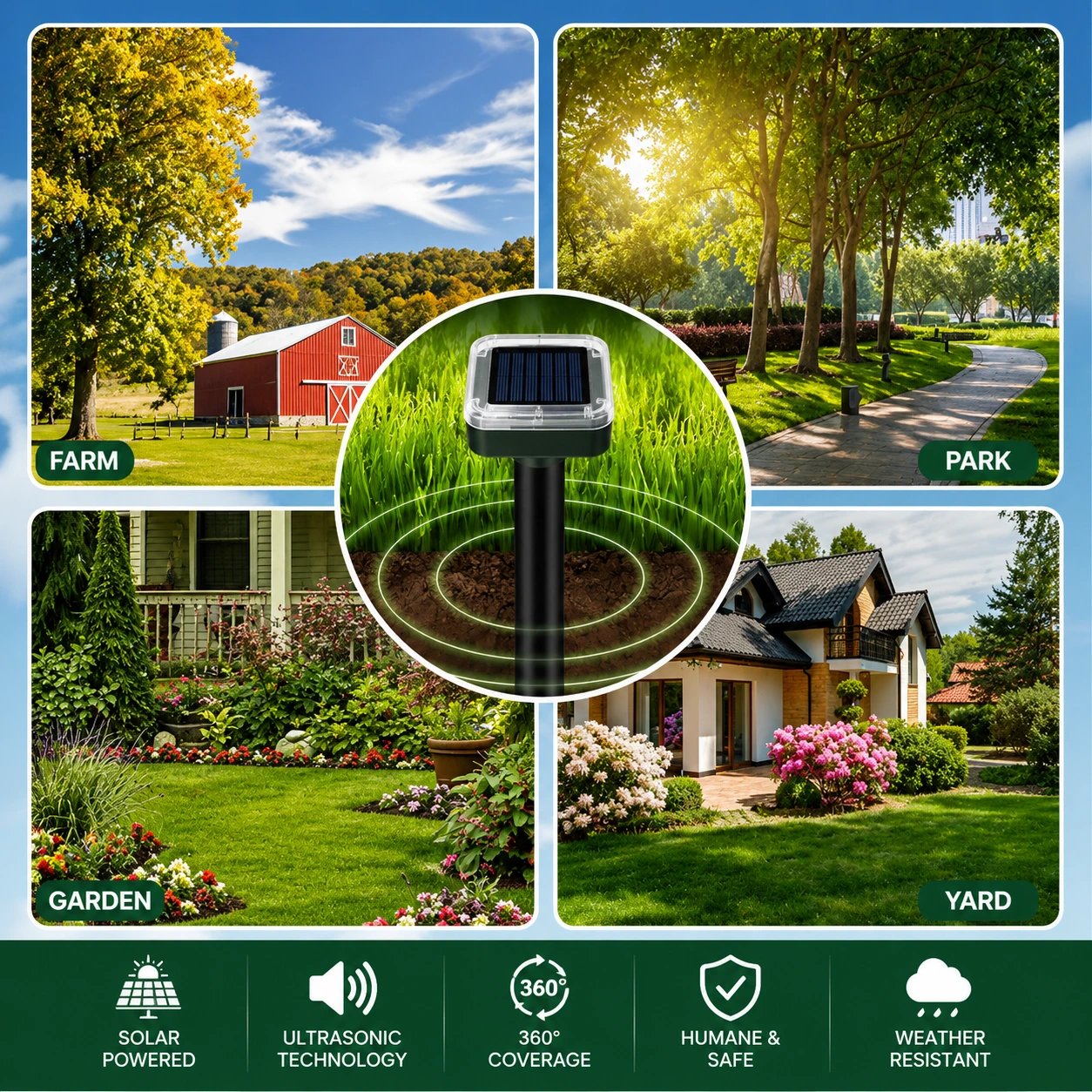 🌸 Super-Angebot: 50 % Rabatt ☘️ Solarbetriebener, wasserdichter Maulwurf- und Wühlmausschreck