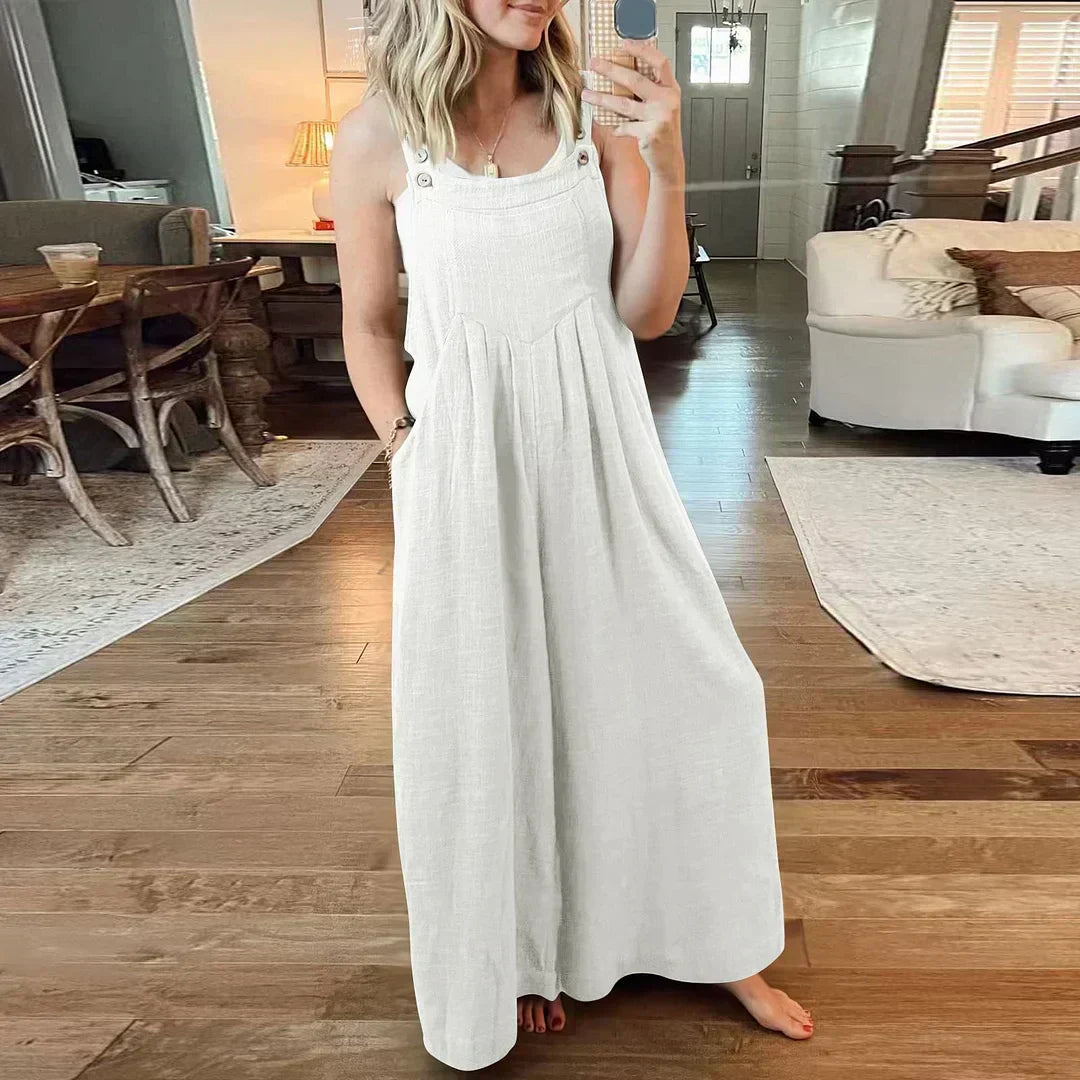 💝Ärmelloser Jumpsuit für Damen mit weitem Bein und Taschen