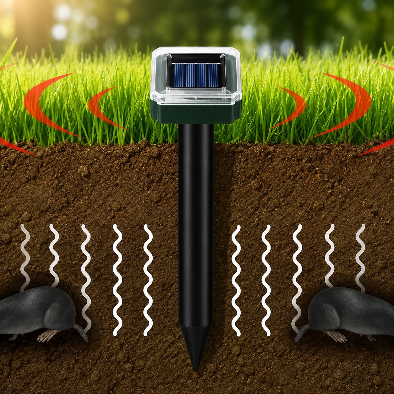 🌸 Super-Angebot: 50 % Rabatt ☘️ Solarbetriebener, wasserdichter Maulwurf- und Wühlmausschreck