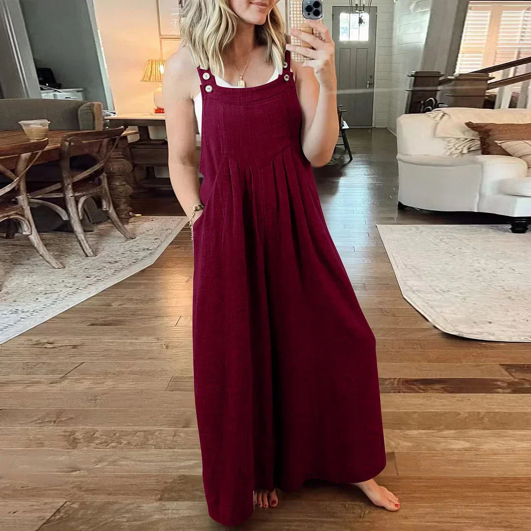 💝Ärmelloser Jumpsuit für Damen mit weitem Bein und Taschen