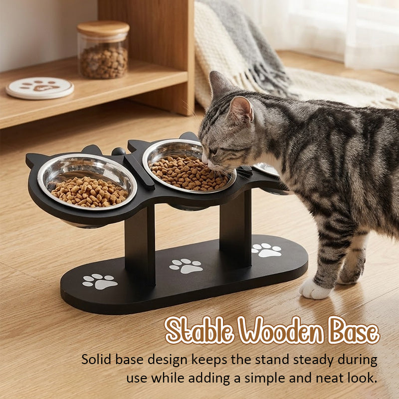 Rutschfester, erhöhter Futtertrog mit 3 Schalen für Haustiere🐾