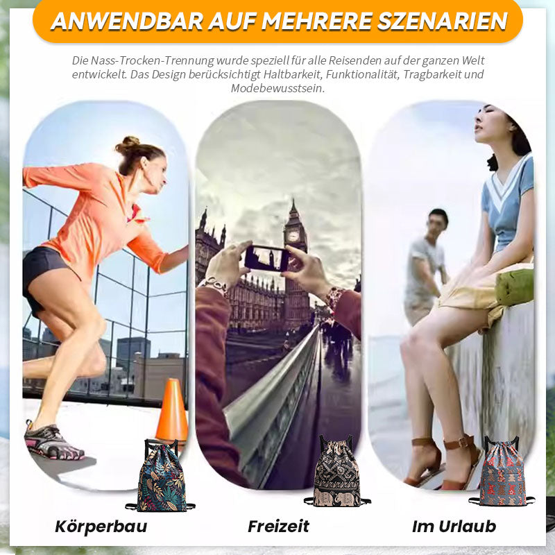 Kordelzug, faltbar, großes Fassungsvermögen, Trocken-Nass-Trennung, Reise-Sportrucksack🛩