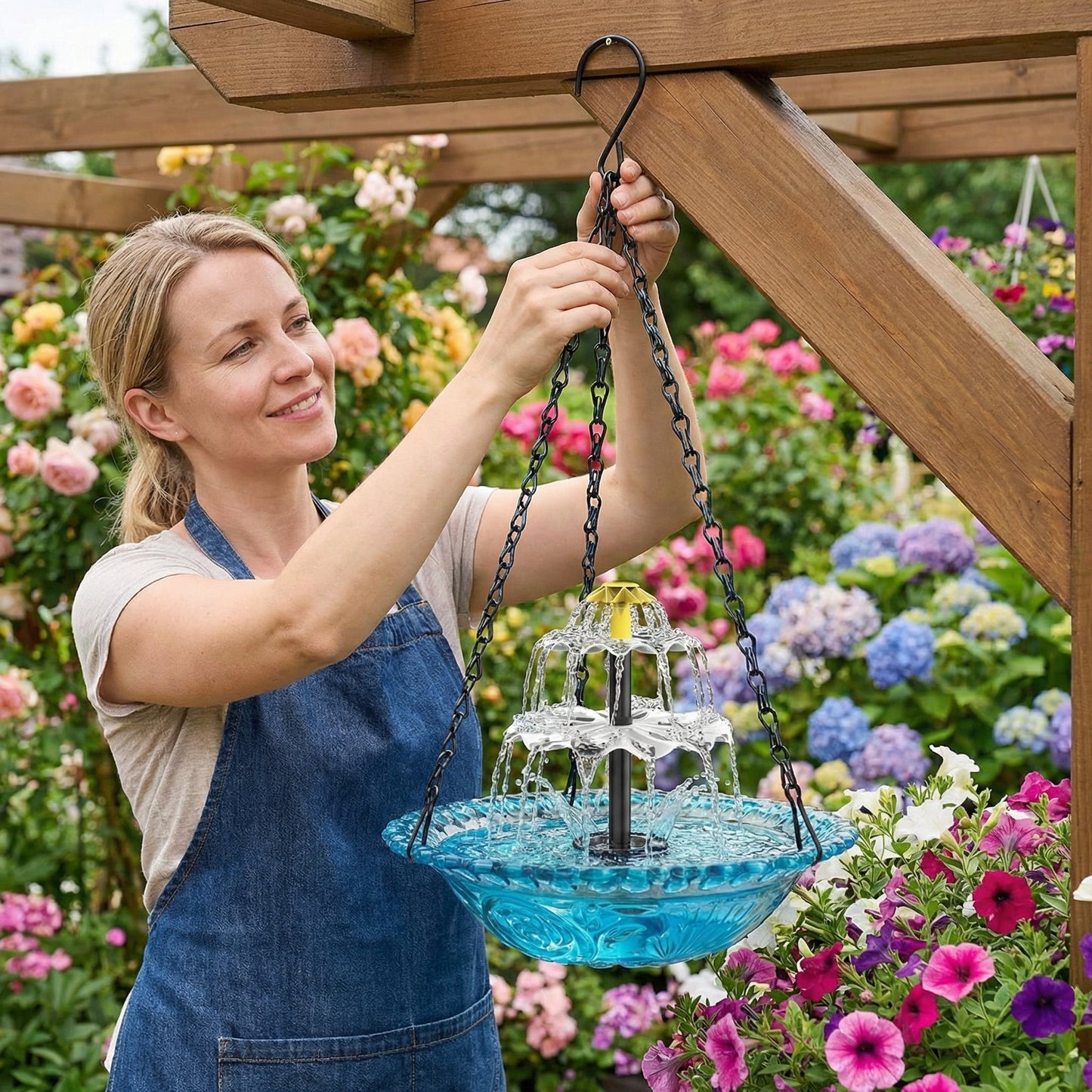🔥🔥Neujahrsangebot: 70 % Rabatt – Solarbetriebener Hängebrunnen im Wasserfall-Design für Vögel
