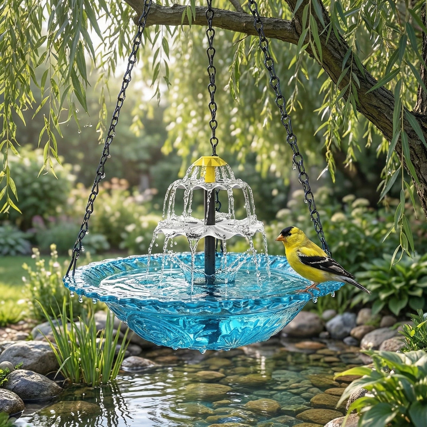 🔥🔥Neujahrsangebot: 70 % Rabatt – Solarbetriebener Hängebrunnen im Wasserfall-Design für Vögel