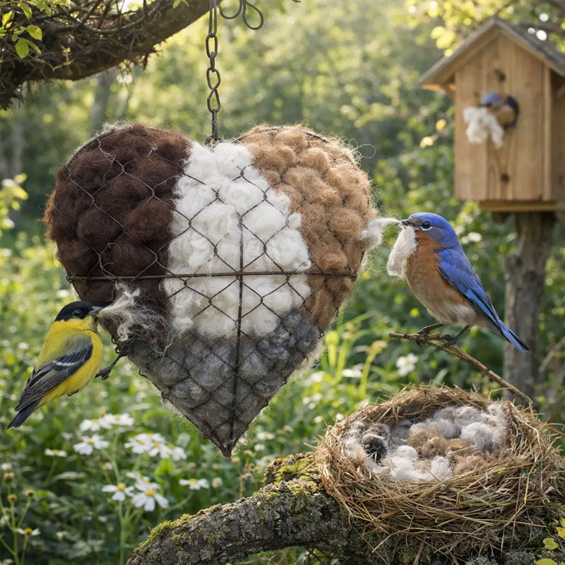 🕊️ Handgefertigtes Vogelnestherz aus Alpakafasern