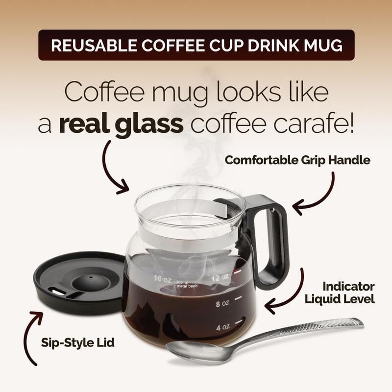 💕49 % Rabatt💖☕ 470-ml-Glas-Kaffeetasse – im Kaffeekannen-Stil