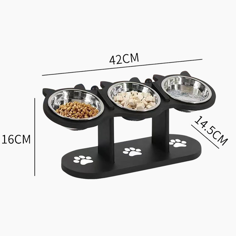 Rutschfester, erhöhter Futtertrog mit 3 Schalen für Haustiere🐾