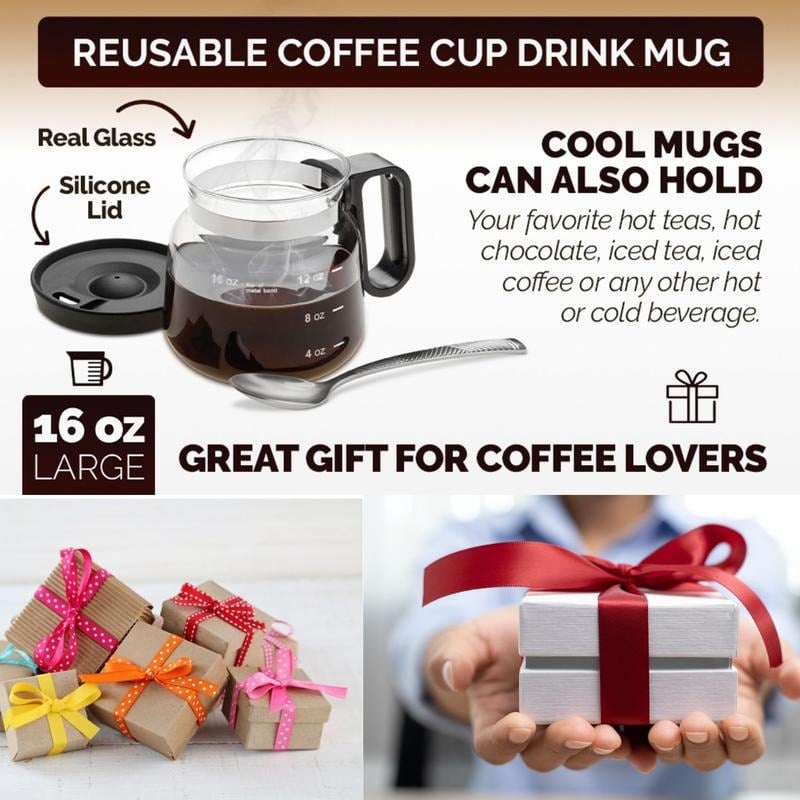 💕49 % Rabatt💖☕ 470-ml-Glas-Kaffeetasse – im Kaffeekannen-Stil