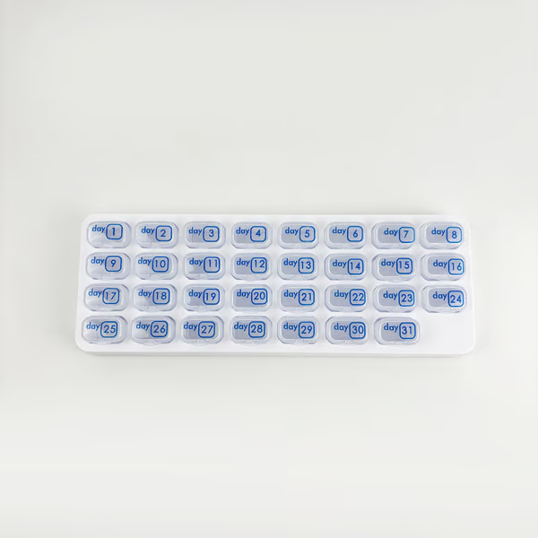 💊 31-Tage-Pillendose – Monatlicher Pillen-Organizer – Arthritis-freundliche, leicht zu öffnende Deckel