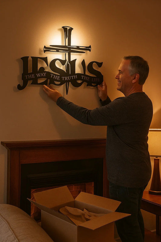 (🎁Letzter Tag 49 % RABATT)🔥Wandkunst mit Jesus- und Kreuz-Design – ⌛Limitierte handgefertigte Serie