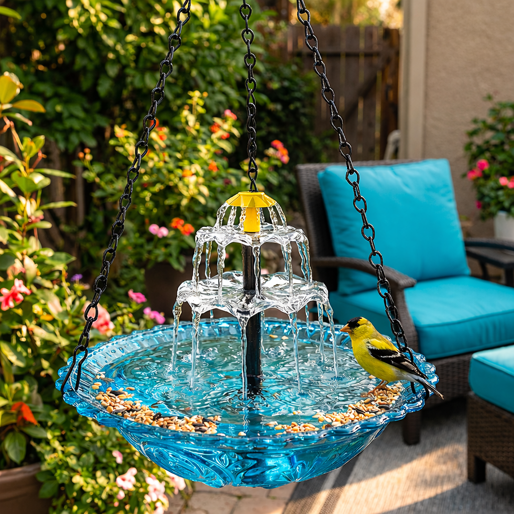 🔥🔥Neujahrsangebot: 70 % Rabatt – Solarbetriebener Hängebrunnen im Wasserfall-Design für Vögel