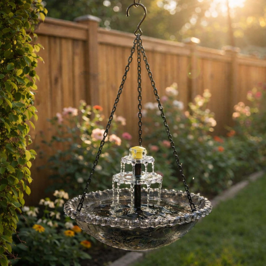 🔥🔥Neujahrsangebot: 70 % Rabatt – Solarbetriebener Hängebrunnen im Wasserfall-Design für Vögel