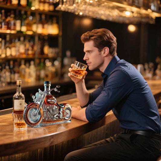 🥃🏍️Kreative Motorrad-Weinflasche aus Glas