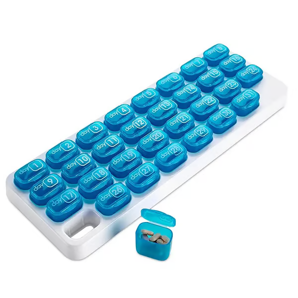 💊 31-Tage-Pillendose – Monatlicher Pillen-Organizer – Arthritis-freundliche, leicht zu öffnende Deckel