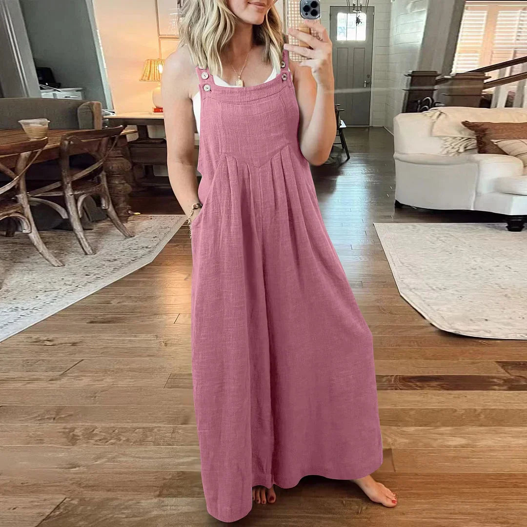 💝Ärmelloser Jumpsuit für Damen mit weitem Bein und Taschen