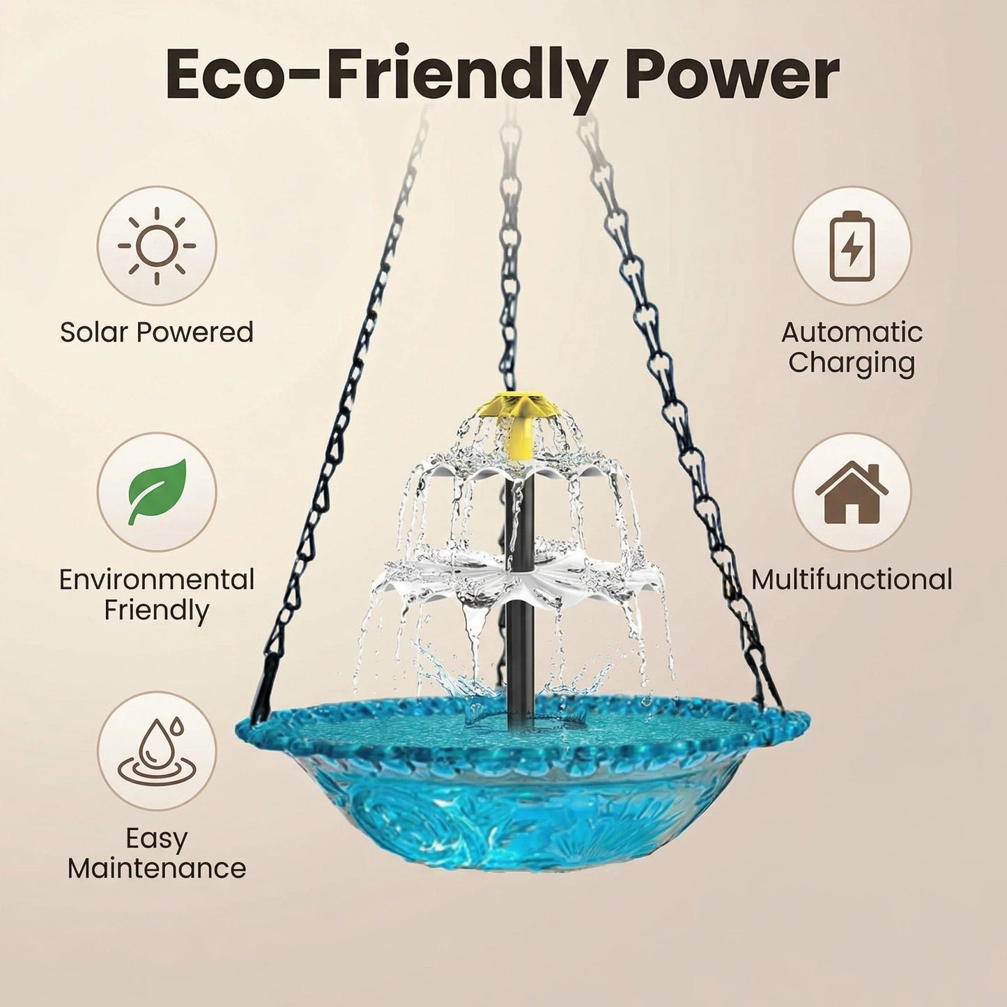 🔥🔥Neujahrsangebot: 70 % Rabatt – Solarbetriebener Hängebrunnen im Wasserfall-Design für Vögel