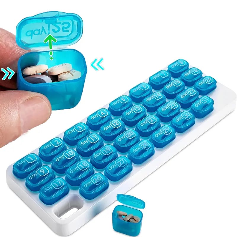 💊 31-Tage-Pillendose – Monatlicher Pillen-Organizer – Arthritis-freundliche, leicht zu öffnende Deckel