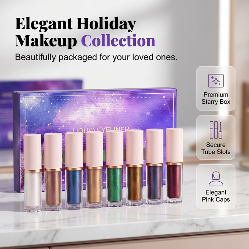 8-teiliges Set mit flüssigem Glitzer-Eyeliner