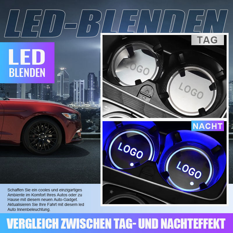 MINI kompatible LED Untersetzer Getränkehalter Lichter Auto LOGO