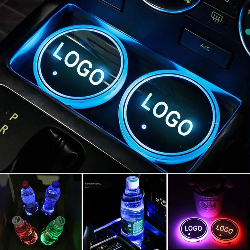 MINI kompatible LED Untersetzer Getränkehalter Lichter Auto LOGO 