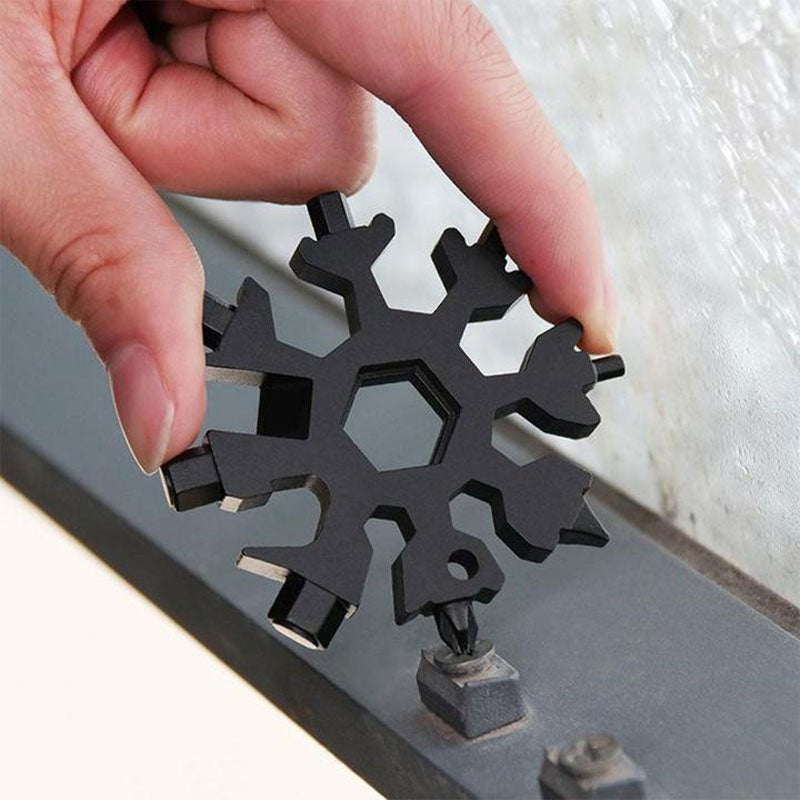 18-in-1-Edelstahl-Schneeflocken-Multitool und Schlüsselanhänger