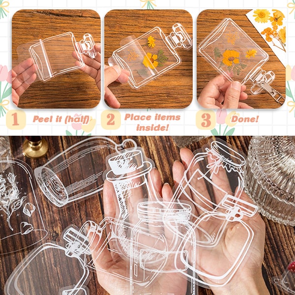 Easy-Press-Lesezeichen-Aufkleber-Set mit getrockneten Blumen (20 Stück)